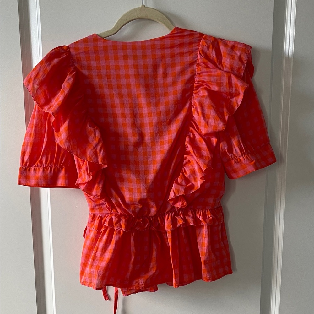 J.Crew Ruffle wrap top in gingham - Picture 4 of 4